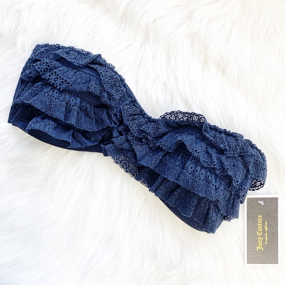 Juicy Couture Navy Blue Lace Bikini Top